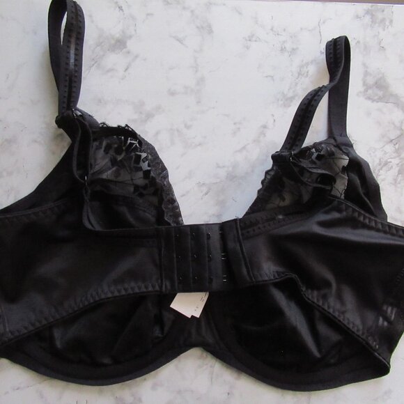 New Chantelle Bra 38G Black Pont Neuf 3 Part Cup Underwire Back Closure - Picture 5 of 7